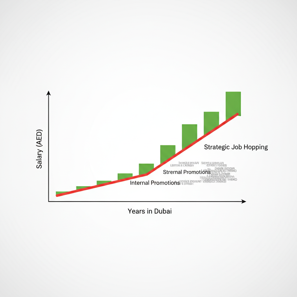 A graph showing linear salary growth versus exponential growth via job hopping