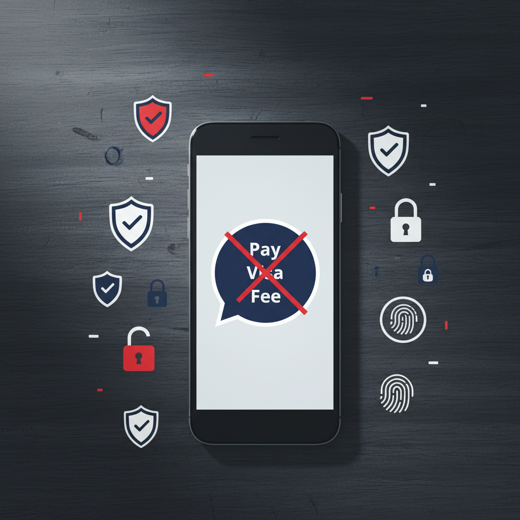 Graphic illustration of a smartphone screen showing scam warning signs