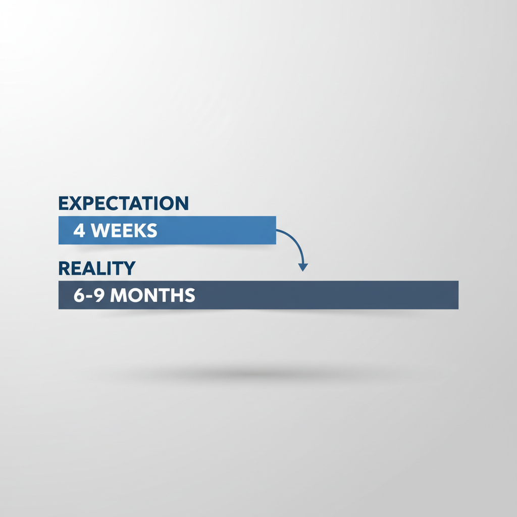 Infographic style illustration showing a timeline comparison between expected hiring time and actual hiring time in Dubai
