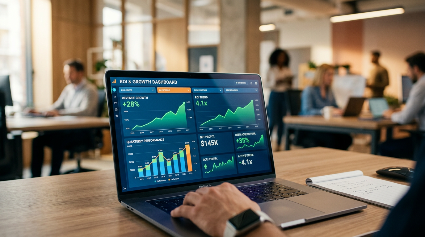 Data analytics dashboard representing measurable ROI and metrics-driven resumes