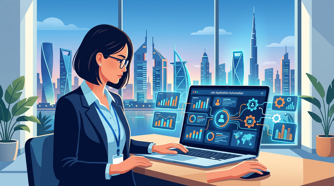 Job seeker using a modern dashboard to automate job applications