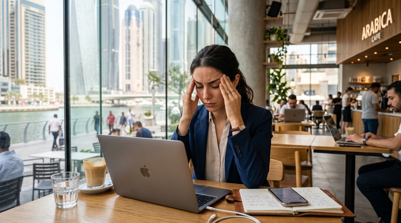 Frustrated job seeker in Dubai dealing with endless generic job applications