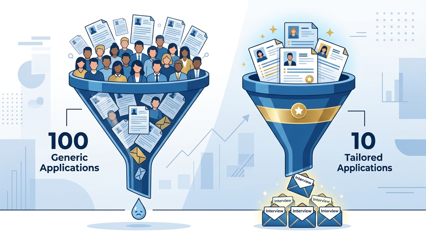 Infographic showing application conversion rates generic vs tailored