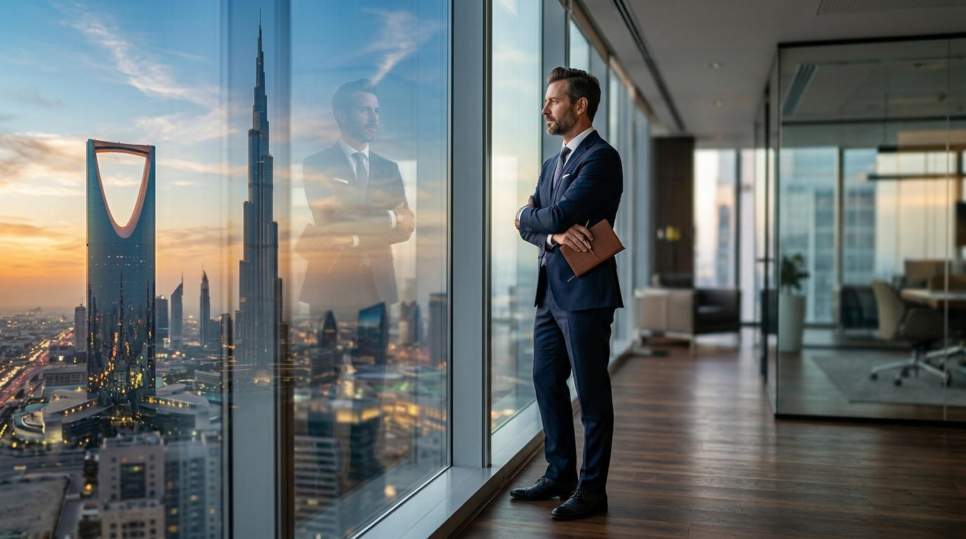 Business professional making a career decision between two cities