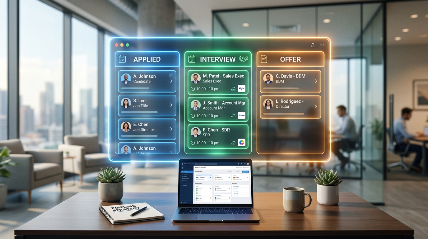 Digital B2B sales pipeline visualized as a Kanban board