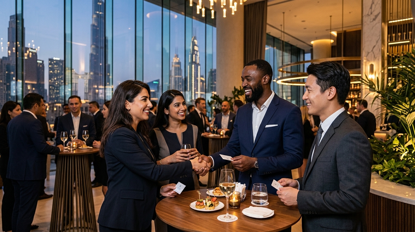 Networking at a Dubai corporate event