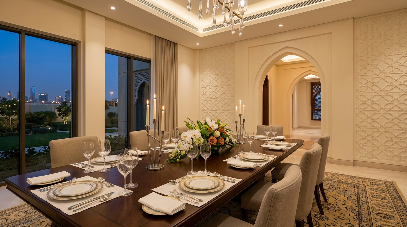 High-end luxury private dining room in Riyadh estate