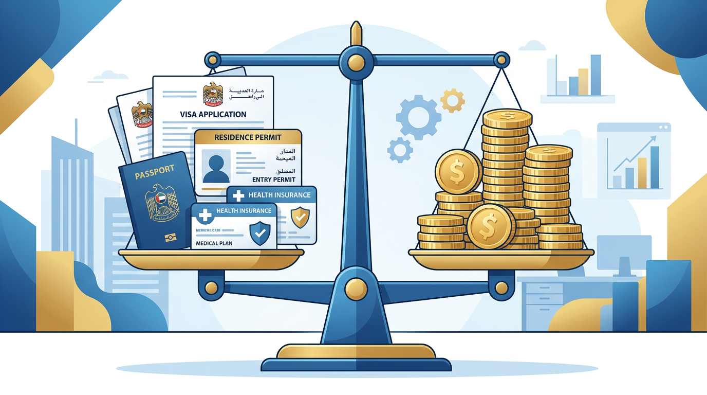 Illustration showing employer cost savings when hiring on a husband visa in the UAE