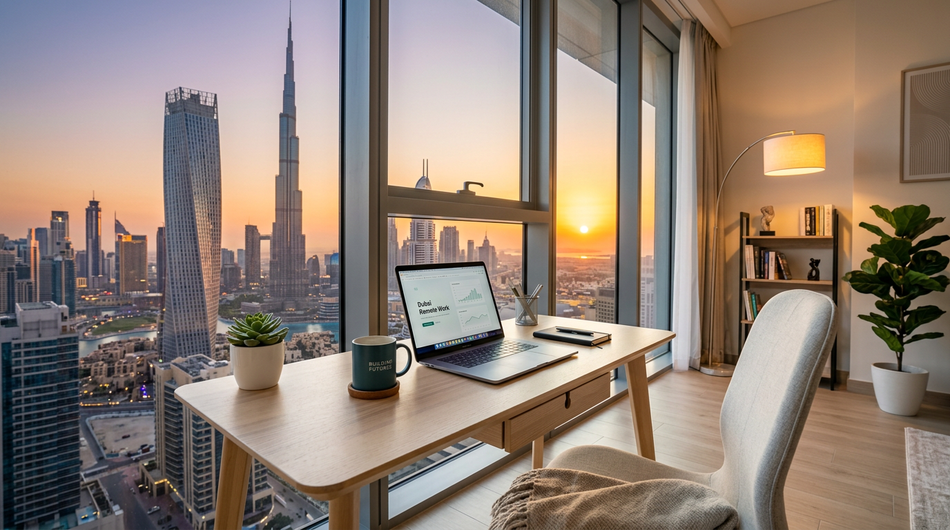 Modern apartment workspace in Dubai