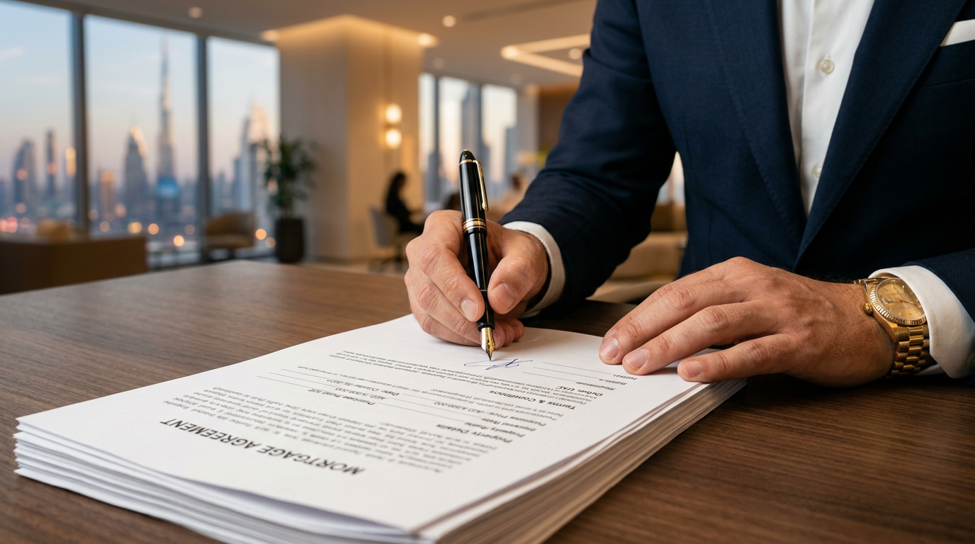 Professional signing real estate and mortgage documents
