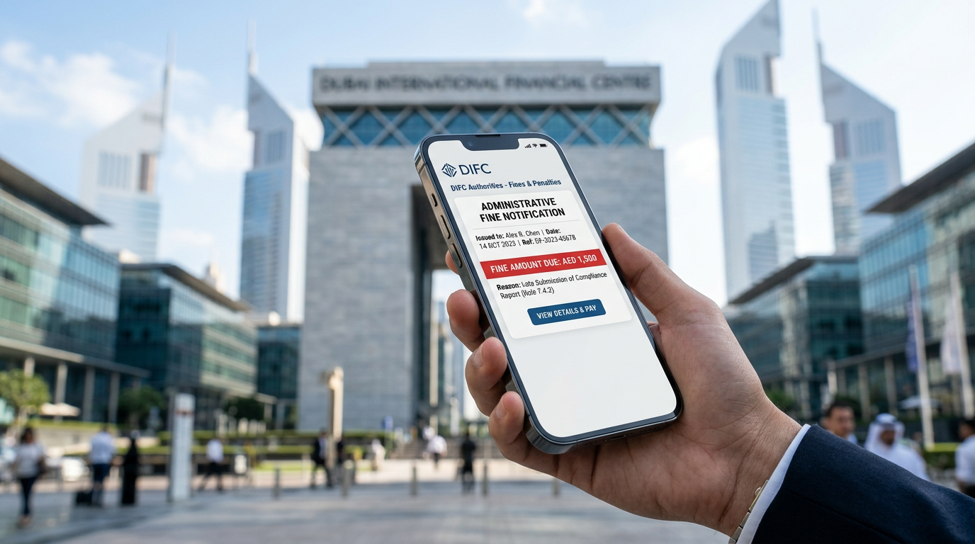 Digital smartphone displaying UAE visa fine notification